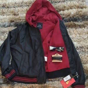 Armani Exchange Black Jacket with Red Interior